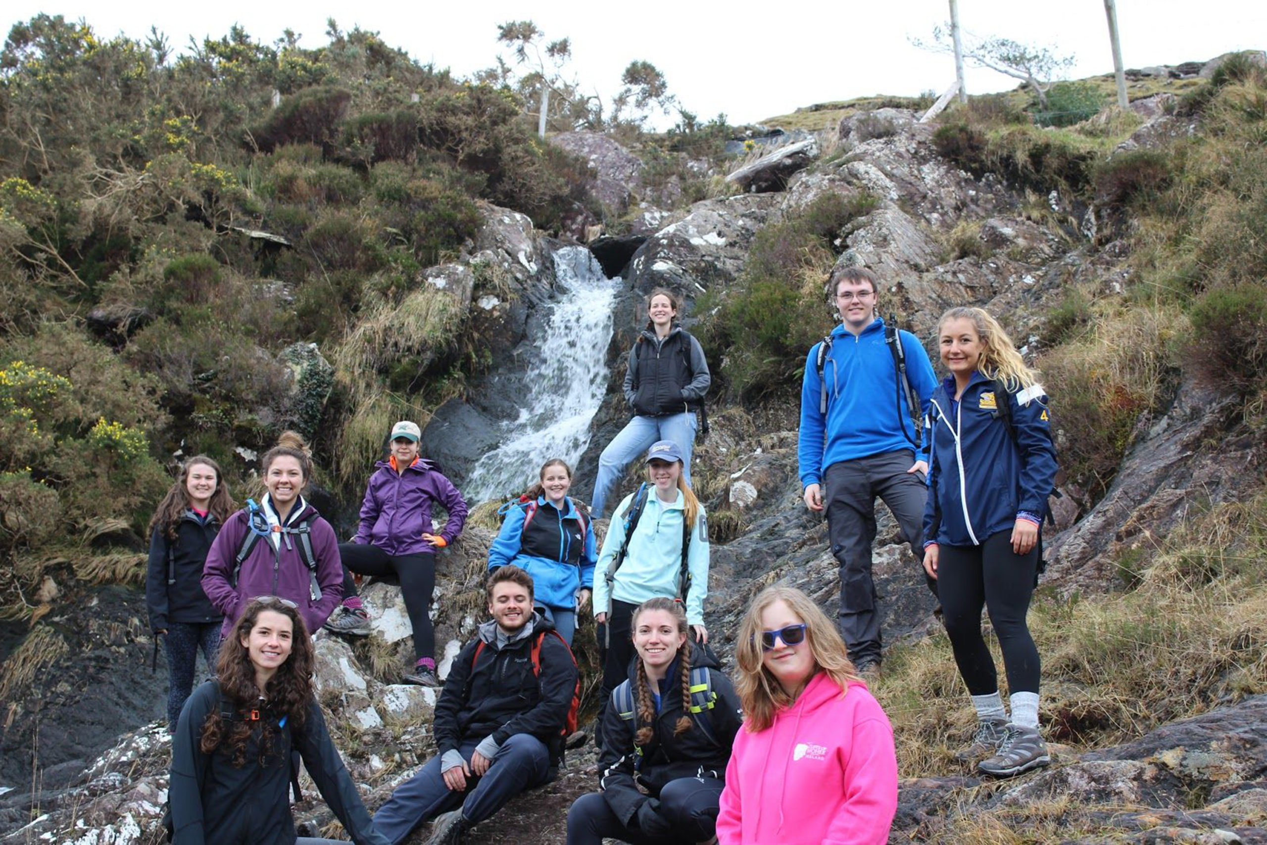 Students hiking on a Study Away trip to Ireland