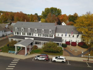 Aerial view of the Administration Building in Henniker