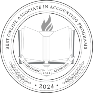 Intelligent.com logo for best online associate in accounting program.