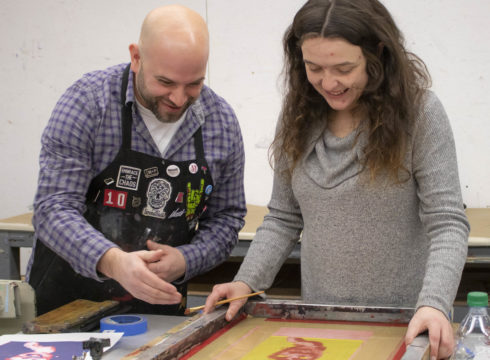 Printmaking class with faculty James Chase
