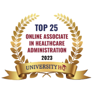 Logo for University HQ's Top 25 Online Associate in Healthcare Administration 2023