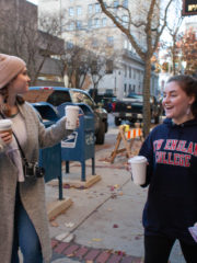 Students at cafe La Reine