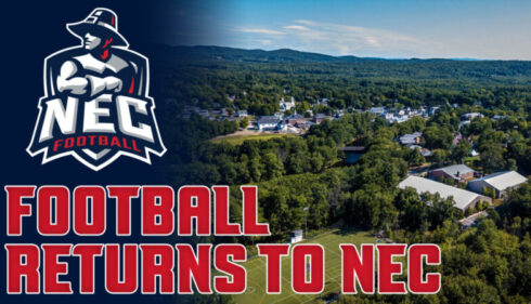 Graphic announcing that football will return to NEC in 2024
