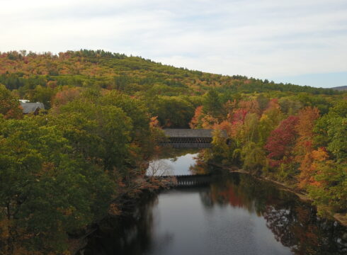 NEC's covered bridge in the fall