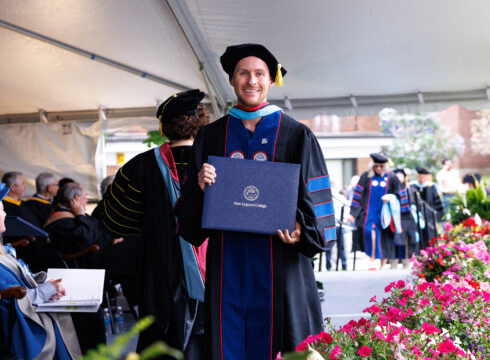 Student receives his doctorate degree in Education from New England College in Henniker, NH.