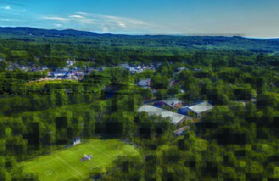 Aerial photo of New England College in Henniker, NH
