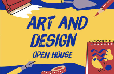 Graphic announcing the Institute of Art and Design open house event at New England College on November 1