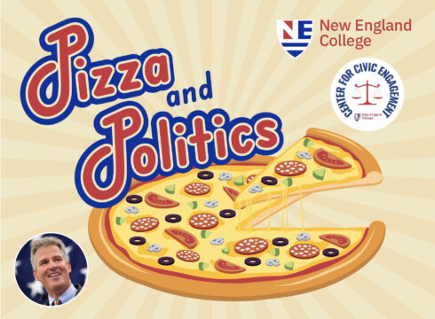 Graphic of Pizza and Politics event with Scott Brown