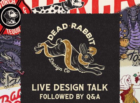 Graphic announcing a visiting artist talk with Magge Gagliardi and Steve Keefe of Dead Rabbit Design Co.