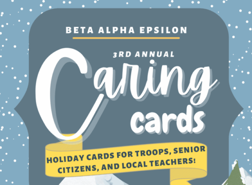 Graphic announcing New England College's Third Annual Caring Cards event
