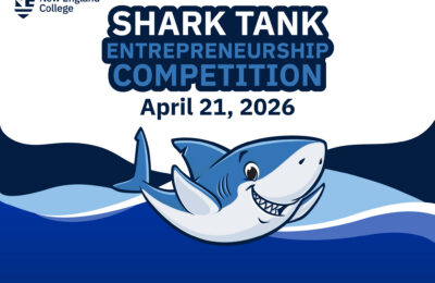 Graphic for the Shark Tank-style competition at New England College