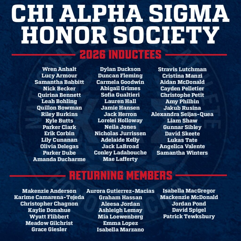 List of 2026 inductees into Chi Alpha Sigma honor society