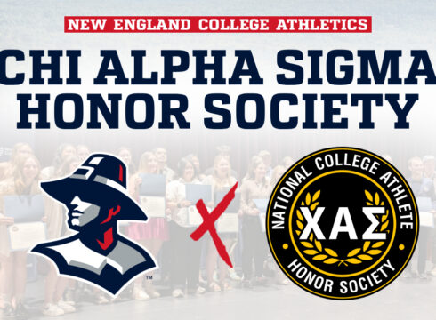 Graphic for the 2026 Chi Alpha Sigma Honor Society induction ceremony at New England College