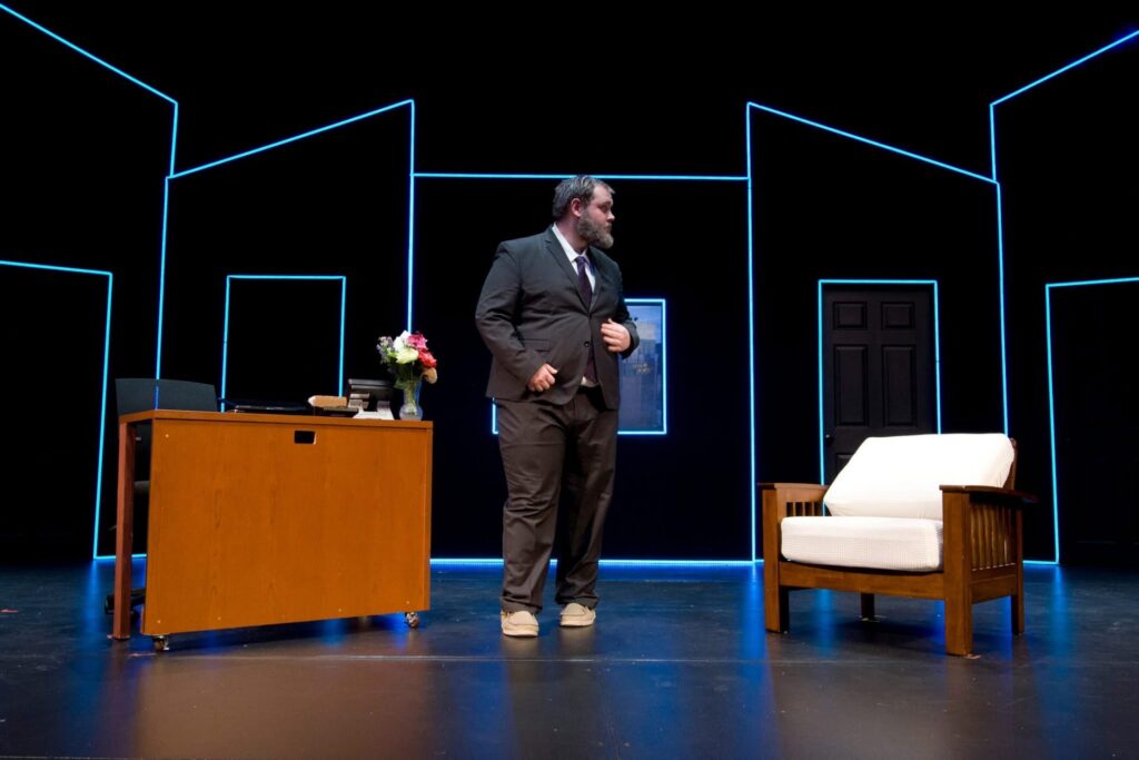 Bodee Robinson performs in a theatre production at New England College in Henniker, NH.