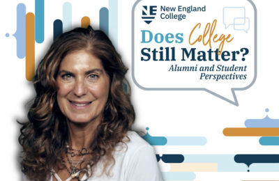 Graphic for Does College Still Matter alumni spotlight featuring Anna-Marie DiPasquale