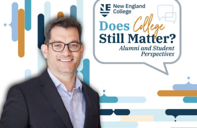 Graphic for Does College Still Matter alumni spotlight featuring Anthony Denizard