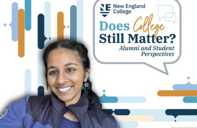 Graphic for Does College Still Matter student spotlight featuring Sumana Krovi
