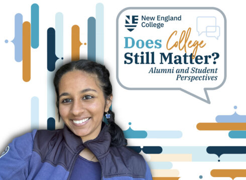 Graphic for Does College Still Matter student spotlight featuring Sumana Krovi