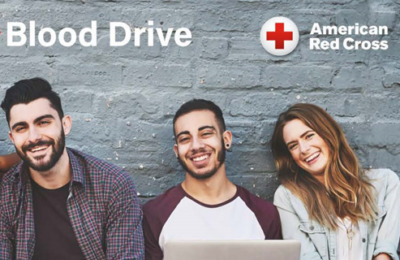 Graphic for an American Red Cross blood drive at New England College