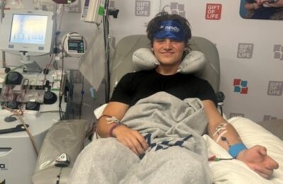Gabe Murdough, a student-athlete at New England College, donates stem cells through NMDP.