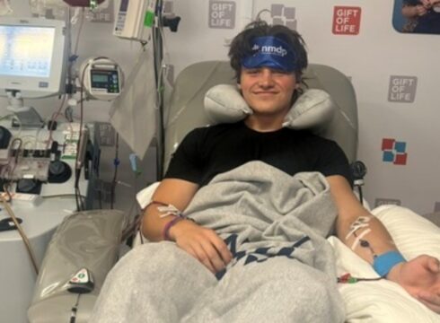 Gabe Murdough, a student-athlete at New England College, donates stem cells through NMDP.